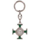 Kulcstartó - Kelta kereszt, Szent Benedek éremmel - 9,5 cm - zöld
