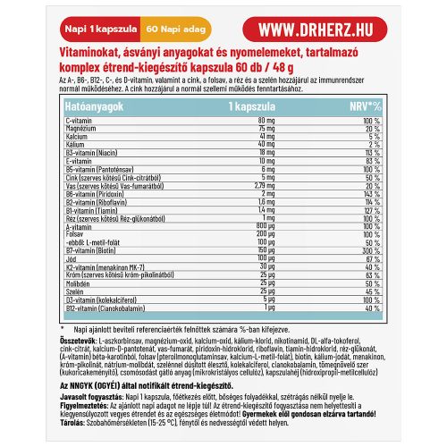 A-Z Multivitamin Komplex - 60 db étrend-kiegészítő kapszula - Dr. Herz