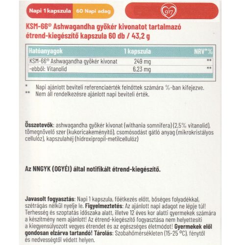 Ashwagandha 249 mg - 60 db étrend-kiegészítő kapszula - Dr. Herz