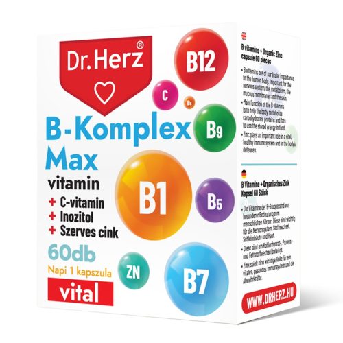 B-KOMPLEX MAX+C-VITAMIN - 60 db étrend-kiegészítő kapszula - Dr. Herz
