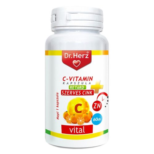 C-VITAMIN + SZERVES CINK NYÚJTOTT FELSZÍVÓDÁSÚ - 60 db étrend-kiegészítő kapszula - Dr. Herz