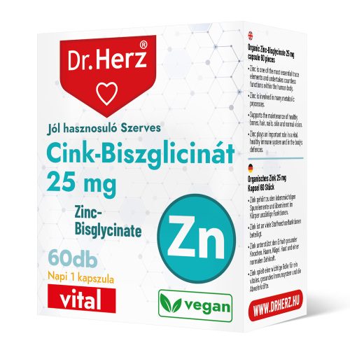 Cink-Biszglicinát 25 mg - 60 db étrend-kiegészítő kapszula - Dr. Herz