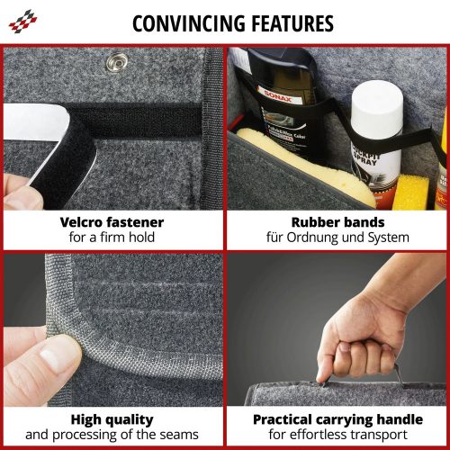 Autós tároló táska - XXL - szürke - 57x16x21 cm - WALSER