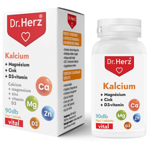 KALCIUM + MAGNÉZIUM + CINK + D3 TABLETTA - 90 db étrend-kiegészítő tabletta - Dr. Herz