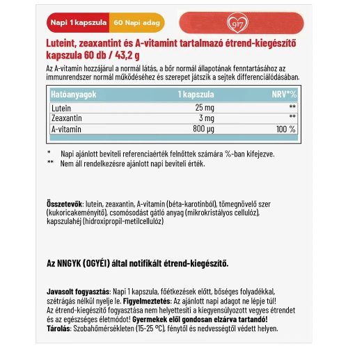 LUTEIN FORTE 25 mg - 60 db étrend-kiegészítő kapszula - Dr. Herz