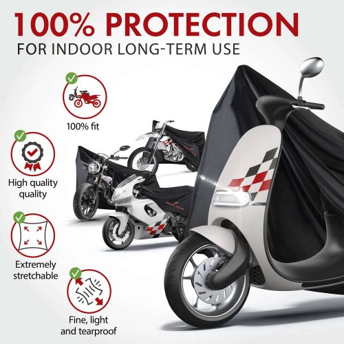 Motortakaró ponyva - BELTÉRI - SPORT - M méret - 215x95x120 cm fekete - WALSER