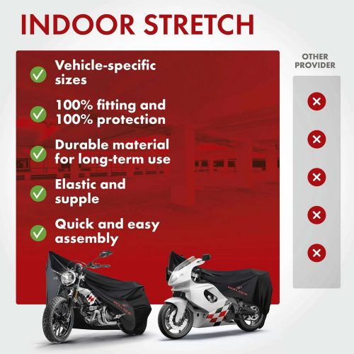 Motortakaró ponyva - BELTÉRI - SPORT - M méret - 215x95x120 cm fekete - WALSER