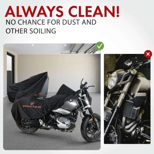 Motortakaró ponyva - BELTÉRI - CHOPPER - L méret - 250x100x130 cm fekete - WALSER