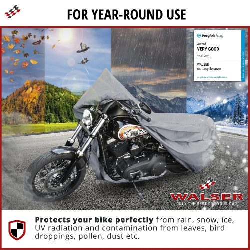 Motortakaró ponyva PREMIUM - CHOPPER - L méret - 250x100x130 cm szürke - WALSER