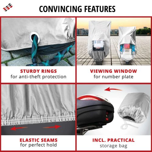 Motortakaró ponyva BASIC - L méret - 250x100x130 cm ezüst - WALSER