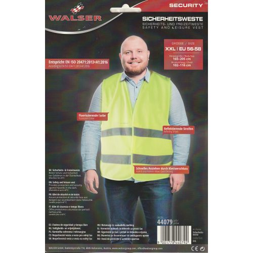 Láthatósági fényvisszaverő mellény - XXL méret - WALSER