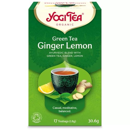 ZÖLD BIO TEA GYÖMBÉRREL ÉS CITROMMAL - filteres YOGI TEA