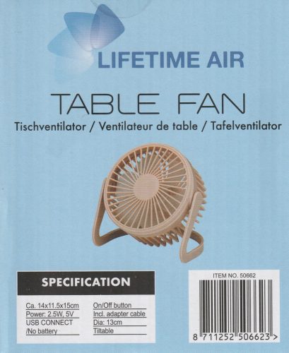 Asztali ventilátor - USB - 5V - 13 cm - LIFETIME AIR