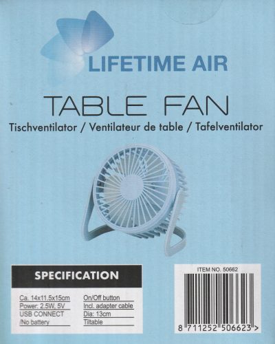 Asztali ventilátor - USB - 5V - 13 cm - LIFETIME AIR