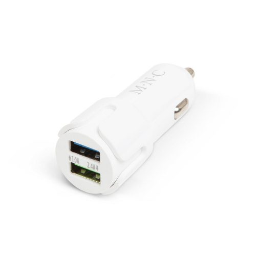 Autós szivargyújtó adapter - 2xUSB aljzattal - 2,4 A - Fehér