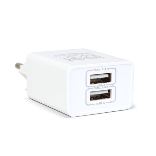 USB Hálózati adapter 2x USB-A - 2.4 A - DELIGHT