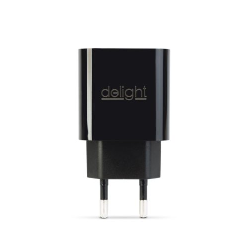Hálózati Adapter - USB Type-C - gyorstöltő, PD20W - fekete - DELIGHT