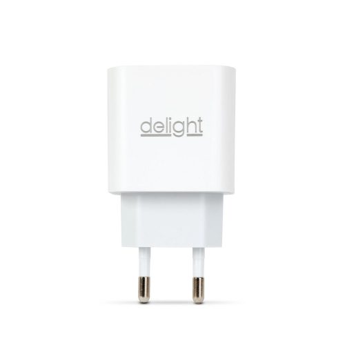 Hálózati Adapter - USB Type-C - gyorstöltő, PD20W - fehér - DELIGHT