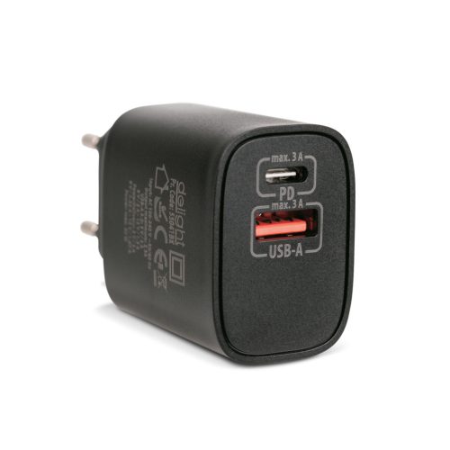 Hálózati Adapter USB + Type-C PD20W gyorstöltéssel - DELIGHT