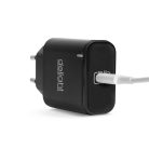 Hálózati Adapter - USB Type-C - gyorstöltő, PD20W - fekete - DELIGHT