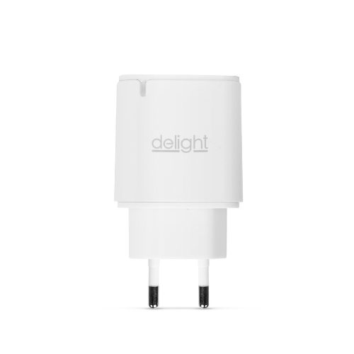 Hálózati Adapter - USB Type-C - gyorstöltő, PD20W - fehér - DELIGHT