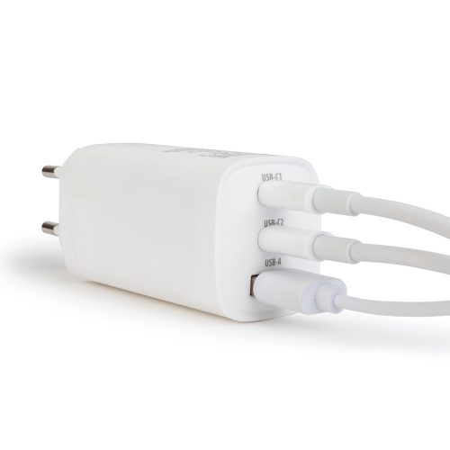 Hálózati Adapter USB + Type-C PD45W gyorstöltéssel - fehér - DELIGHT