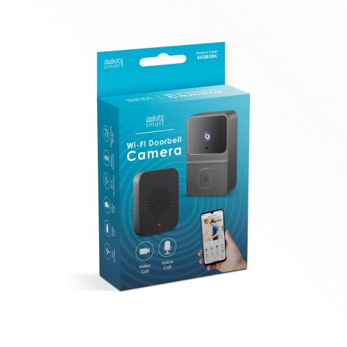 Smart videó kaputelefon szett Wi-Fi-s, akkus - HD - fekete - 55385BK