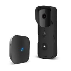   Smart Wi-Fi videó kaputelefon szett akkus MicroSD, FHD, PIR fekete