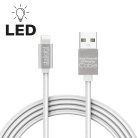 Adatkábel - iPhone "lightning" LED fénnyel ezüst 1 m - DELIGHT