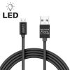 Adatkábel - Micro USB LED fénnyel, fekete 1 m - 55442M-BK