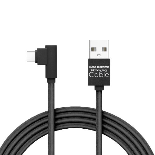 Adatkábel - USB Type-C 90°-os kialakítás fekete - 2 m - 2 A - 55444C-BK