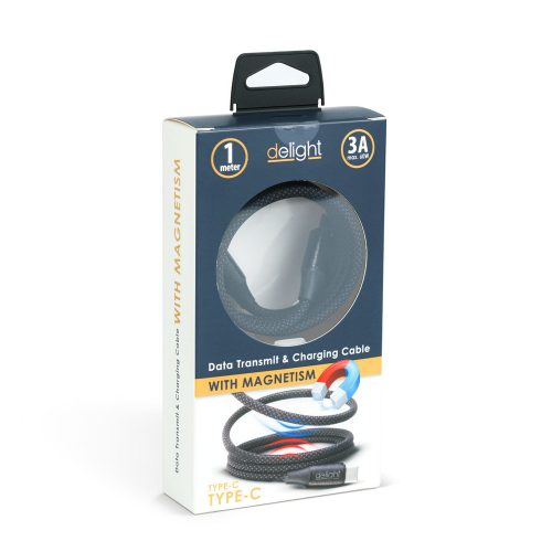 Adatkábel - Type-C - Type-C - mágneses - fekete - 1 m - 3A - 60W - DELIGHT