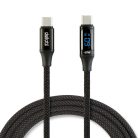 Adatkábel - Type-C - Type-C - teljesítmény kijelzéssel - fekete - 1 m - 3 A - 60W - DELIGHT