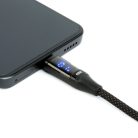 Adatkábel - Type-C - Type-C - teljesítmény kijelzéssel - fekete - 1 m - 3 A - 60W - DELIGHT