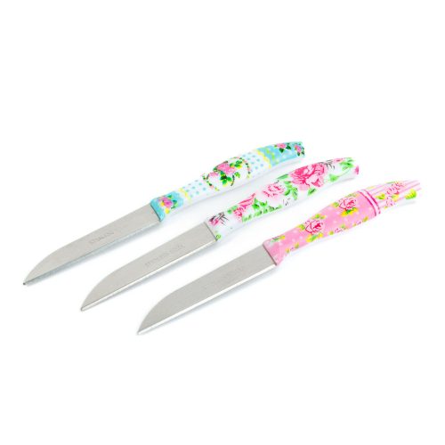 Konyhai késkészlet - 15 cm - virágmintás - 3 db - FaMilY