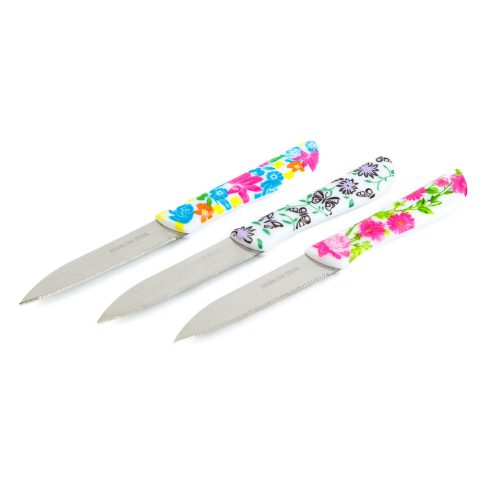 Konyhai késkészlet - 16 cm - virágmintás - 3 db - FaMilY