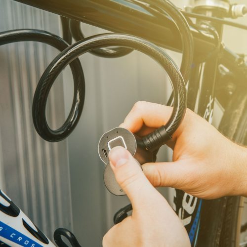 Kerékpár kábelzár ujjlenyomatolvasóval, 150 cm - 57085