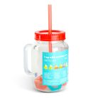 Szívószálas pohár 4 db hűthető jégkockával 550 ml - piros