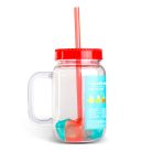 Szívószálas pohár 4 db hűthető jégkockával 550 ml - piros