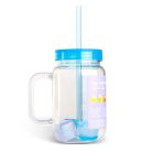 Szívószálas pohár 4 db hűthető jégkockával 550 ml - kék