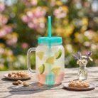 Szívószálas pohár 4 db hűthető jégkockával 550 ml - zöld