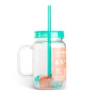 Szívószálas pohár 4 db hűthető jégkockával 550 ml - zöld