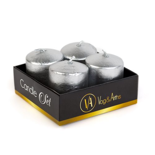 Henger gyertya szett ezüst színű 3,8x4,5 cm - 4 db - Vog&Arths