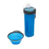 Összenyomható kutyatál kulaccsal - kék - 350 ml