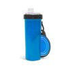 Összenyomható kutyatál kulaccsal - kék - 350 ml