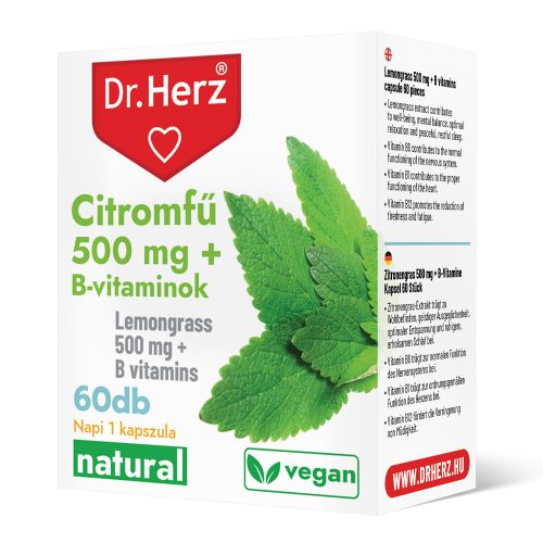 Citromfű 500 MG + B-vitaminok - 60 db étrend-kiegészítő kapszula - Dr. Herz