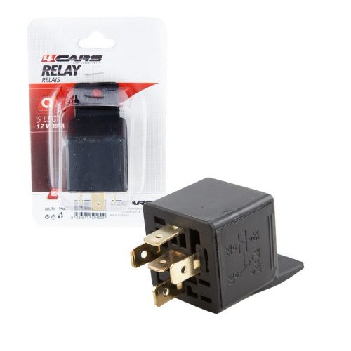 Relé 12V, 30A, 5 lábú, füles - 4CARS