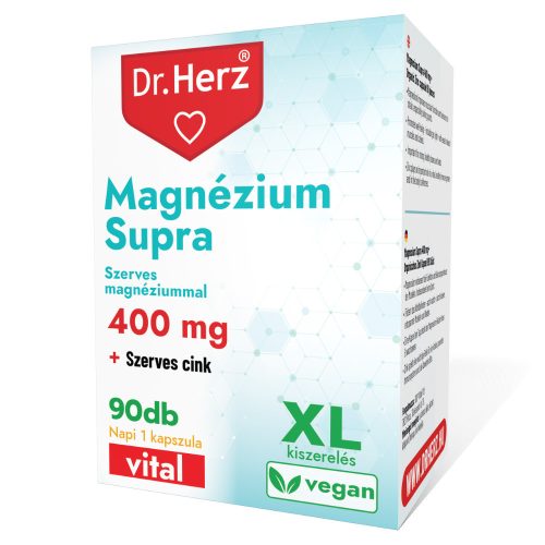 MAGNÉZIUM SUPRA 400 MG + SZERVES CINK - 90 db étrend-kiegészítő kapszula - Dr. Herz