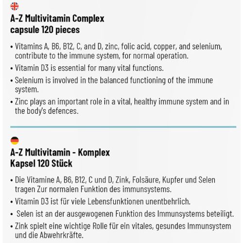 A-Z Multivitamin Komplex - 120 db étrend-kiegészítő kapszula XXL - Dr. Herz