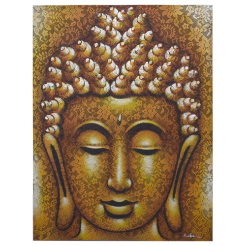 Buddha festmény - arany, brokát hatás - 60x80 cm